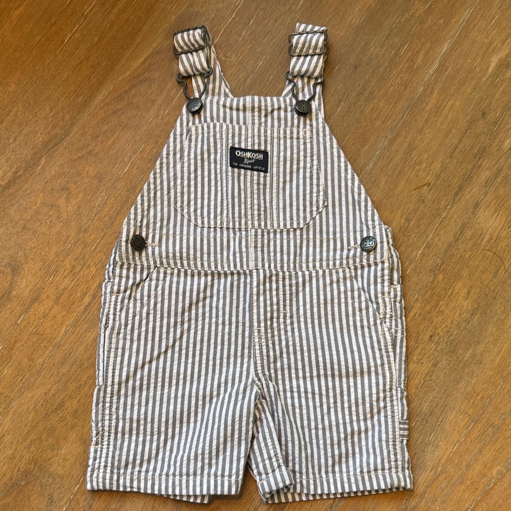 OshKosh B'gosh Kids Overalls - Brown and White Stripes 9M